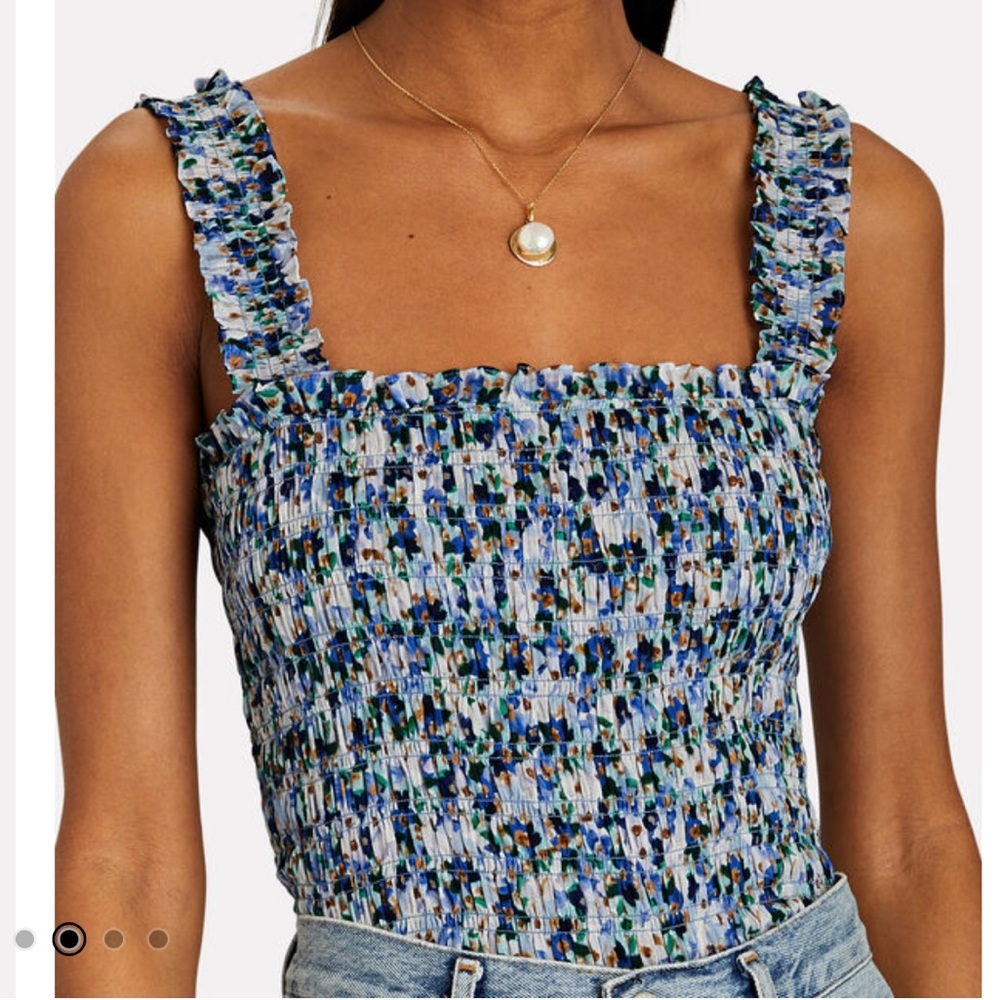 Veronica Beard Averie Smocked Tank Top in Cobalt Blue | NWT Size L